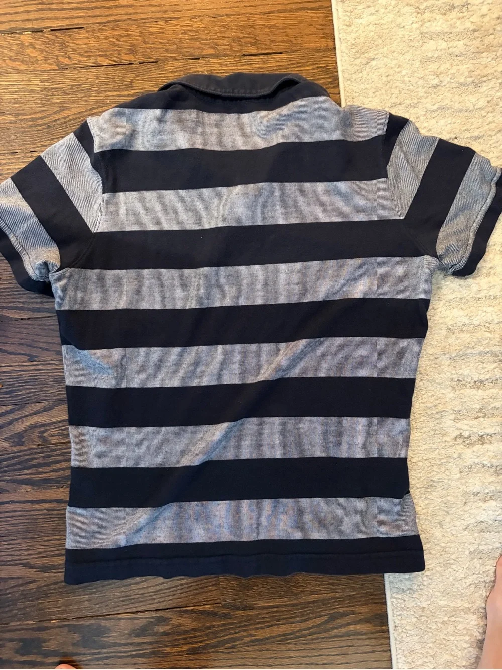 Banana Republic Navy and Gray Striped Polo